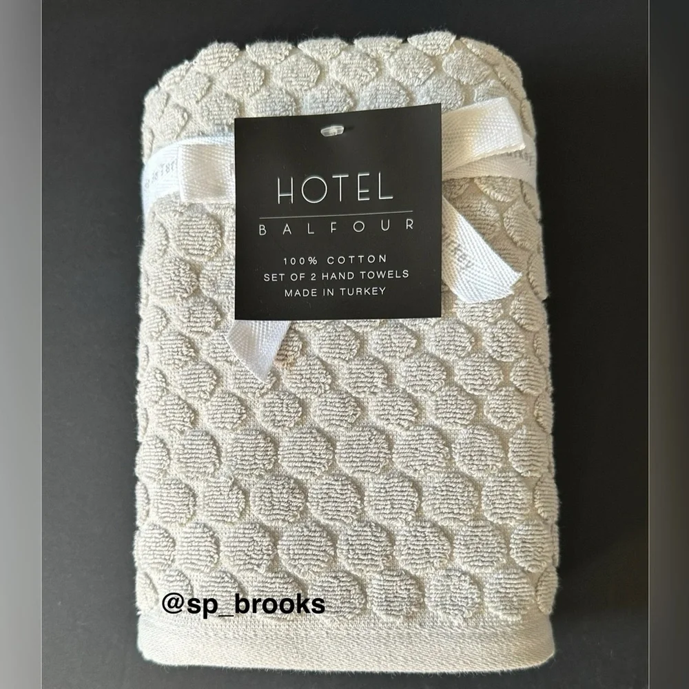 🎁6PC Hotel Balfour Bath Towel Set - Cotton Penny Tile Pattern Foggy - Light Gray